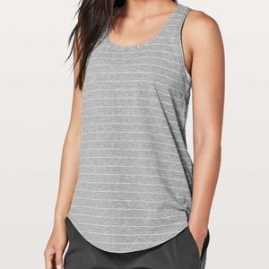Pleated Lululemon Love tank (grey/white stripe)